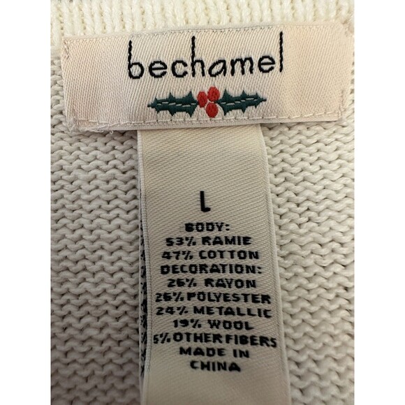 Bechamel Cardigan Womens Large White Christmas Sweater Button Knitted Angel - Picture 9 of 10